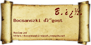 Bocsanszki Ágost névjegykártya